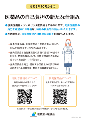 後発医薬品のある先発医薬品（長期収載品）の選定療養について
