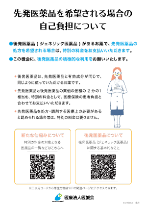 後発医薬品のある先発医薬品（長期収載品）の選定療養について